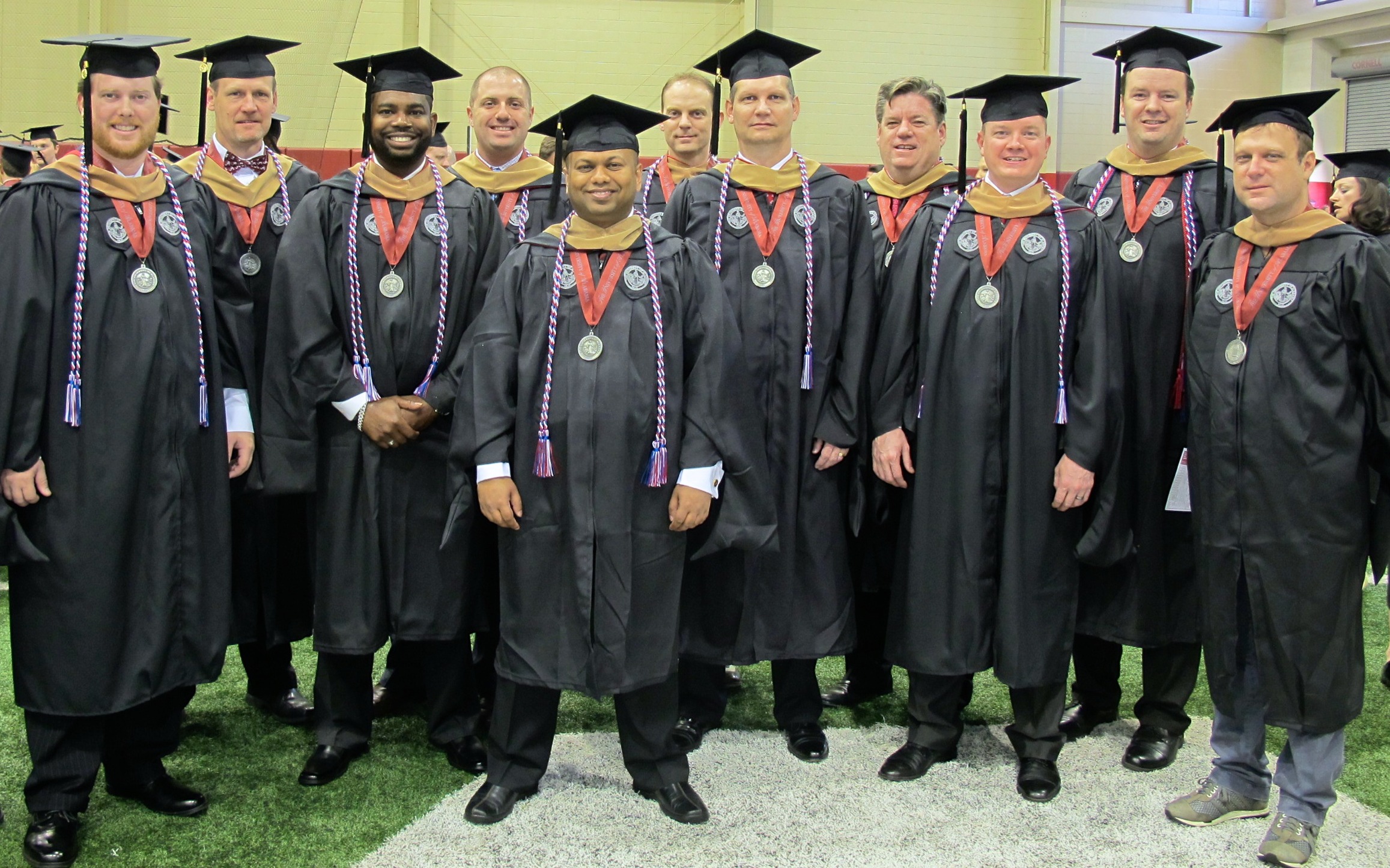 EMBA Class of 2014 Veterans at Graduation on May 3. From left to right: Scott Knighton, Brad Wood, Edward Eskridge, Matt Gardner, Ray Chowdhury, Brandon Cole, Gary Morrison, Ed Galvin, Corey Farris, Andy Tompkins, Todd Willis. Not pictured: Sonya Ogletree and Will Coulter.